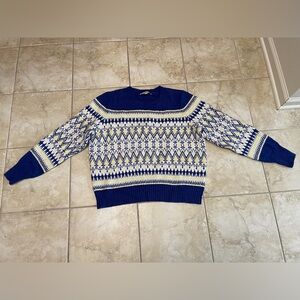 LOFT Fair Isle Nordic Pullover Sweater Womens  Size XL Chunky Knit pre owned